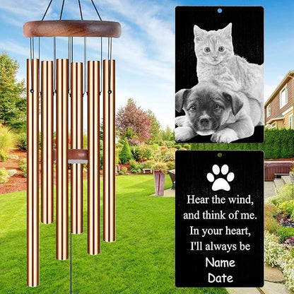 Personalized Wind Chimes Memorial Engraved Gift,Custom Sympathy Wind Chime for Loss of Loved One,Customized Mother Father Dog Pet Family Remembrance Bereavement Gifts