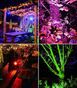 Solar Spot Lights Outdoor, 9 Color Modes, 18 LED Spotlight, 600LM Landscape Lights, Solar Powered for Garden, Yard, Driveway, Tree, Christmas, Halloween Decor (4 Pack)