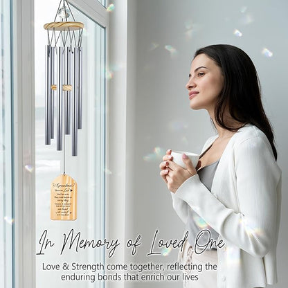 Personalized Grandma Cardinal Memorial Crystal Wind Chimes Remembrance Sympathy Ornament Keepsake in Memory of Grandma Nana Nini Grammy Gigi Custom Name Bereavement Condolence Gift Outdoor Hanging