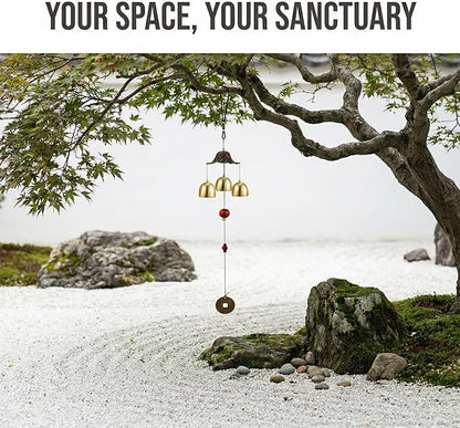 Feng Shui Wind Chimes for Good Luck Small Tibetan Brass Bells Windchimes Hanging Decor for Home Garden Outdoor Zen Campana de Viento Boho Asian Charms for Inside Outside Windstorm