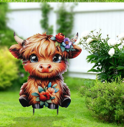 nawaza Highland Cow Metal Garden Stakes 12.6” Decorative,Outdoor Garden Highland Cow Decor Stake,Birthday Gifts for Mom Women,Decorative Metal Housewarming Ornament for Lawn Patio Yard Pathway.
