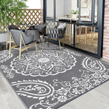 Pauwer Waterproof Outdoor Rug 5x8, Reversible Plastic Straw Patio Camping Rug, Indoor Outdoor RV Mat Carpet for Deck, Camper, Porch, Balcony, Backyard, Picnic, Boho Grey