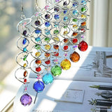 7 Chakra Crystal Sun Catcher Hanging Crystal Prisms Ornaments with 20mm Rainbow Beads for Window Garden Indoor Home Decor