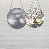 Stained Glass Suncatcher Window Hanging – Pink Tree of Life with Heart, Sun Catcher Window Decor, Meaningful Gift for Mom, Grandma, Nana, Birthday & Mother’s Day