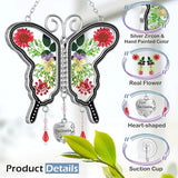 KY&BOSAM Suncatcher Butterfly Glass I Love You Grandma Suncatchers Ornament hangings for Windows Wind Chime with Pressed Flower Butterfly Embedded in Glass Mother`s Day Birthdays
