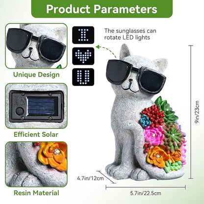 kyoryuger Mothers Day Solar Garden Decor Cat Statues for Women Mom Grandma Sister, for Mom,Solar Outdoor Decor for Patio Backyard Yard Lawn Decoration-Unique Birthday Present,Yard Art Ornament