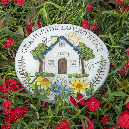 Grandma Garden Stepping Stone Yard Walkway Step Stone Grandma Gifts from Grandchildren Home Outdoor Decor Lawn Concrete Stepping Stones Outside Decorations, regular, White