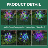 Solar Peacock Wind Spinners for Yard & Garden - 40 Inch Metal Wind Sculpture, Kinetic Windmill with Multi Color LED Lights, Lawn & Patio Art Decor