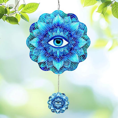 Wind Spinners Outdoor Eye, 12 inch Laser Cut Metal Art Geometric Pattern Wind Spinners Craft Decor Birthday Gifts for Women and Mom - Hanging Kinetic for Yard, Garden, Patio, Outdoor