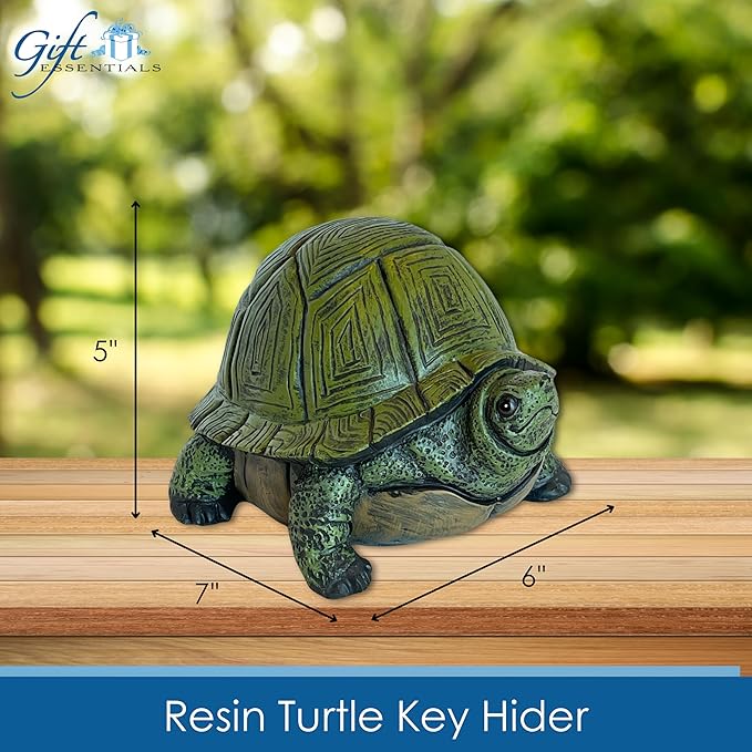 Gift Essentials Stocky Turtle Garden and Patio Decor and Key Hider - Holds 2 Hidden Keys Outside, Secret Hidden Door Underneath