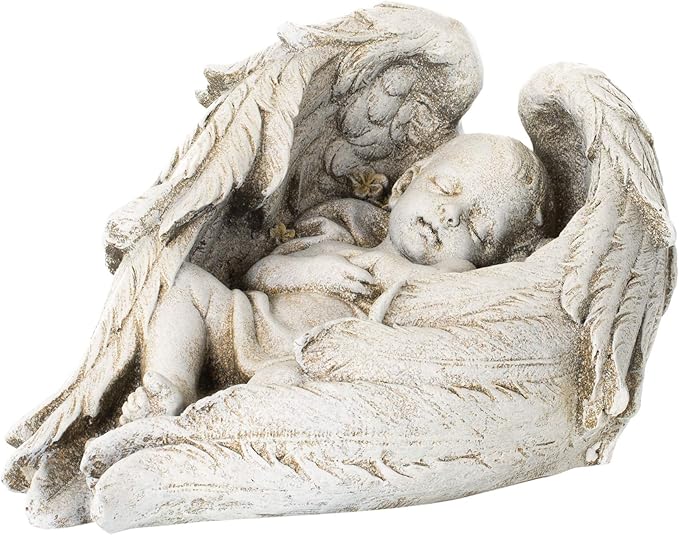 Joseph's Studio by Roman - 6" H Baby Sleeping in Angel Wings Garden Statue, Outdoor Decor, Religious Gifts, Mothers Day