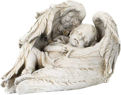 Joseph's Studio by Roman - 6" H Baby Sleeping in Angel Wings Garden Statue, Outdoor Decor, Religious Gifts, Mothers Day