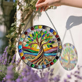 8-Inch Colorful Tree of Life Stained Glass Suncatcher & Ornament – Stained Glass Window Hanging & Decor, Sun Catchers for Windows Indoor, Gifts for Women, Gifts for Christmas, Housewarming Gift