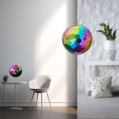 304 Stainless Steel Gazing Ball Sculptures Diamond Ball Decoration Mirror Hollow Decor Ball Reflective Garden Sphere Hollow Metal Ball Ornament Statues Gazing Globe for Home Garden (Rainbow 10 inch)