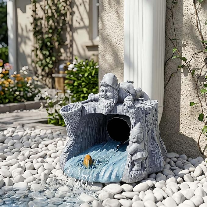 Funny Gnome Statue - Eco-Friendly Resin Outdoor Decor Sculpture, Gutter Diverter Rain, Downspout Extender, Splash Block, Decorative Gutter Extension, Perfect for 3x4 Downspouts