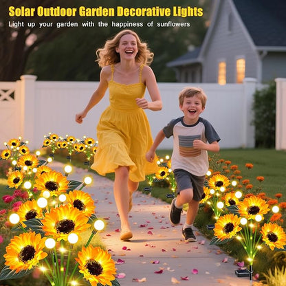 EDOF 6 Pack Sunflower with Firefly Lights,Solar Lights Outdoor Garden Decor,Solar Flowers Lights Waterproof,Sunflowers Birthday Gifts for Mom Women,Decorative Stakes Fairy Lights for Yard Patio Lawn