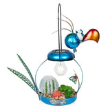 Alpine Corporation 16" H Outdoor Solar-Powered Metal Flamingo Yard Statue, with Enclosed LED Lights, Garden Decor for Patio, Lawn or Porch, Blue