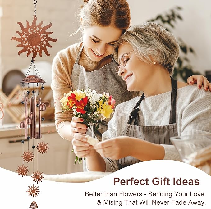 Sun Wind Chimes for Outdoor,Cat Gifts for Women/Men/Sympathy Gift/Memorial/Festival Birthday Gifts Metal windchimes Outside/Indoors,Patio,Garden,Yard Decor,Home,Porch Decoration
