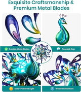 Peacock Wind Spinners Outdoor for Garden, Colorful Metal Kinetic Yard Art with Radial Motion, Decorative Outdoor Wind Sculpture for Lawn, Patio & Walkway