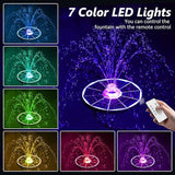 AISITIN 6.5W Solar Glass Panel Fountain, LED Colorful Lights & Remote Control, Rechargeable with Storage, Solar Powered Water Fountain Pump with Integrated Bracket for Bird Bath, Garden, Outdoor, Pond