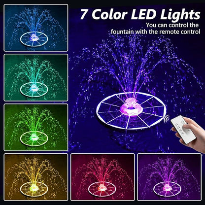 AISITIN 6.5W Solar Glass Panel Fountain, LED Colorful Lights & Remote Control, Rechargeable with Storage, Solar Powered Water Fountain Pump with Integrated Bracket for Bird Bath, Garden, Outdoor, Pond