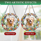 Personalized Pet Stained Glass Suncatcher, Dog Memorial Window Hanging, Sympathy Bereavement Potrait Photo Gift for Loss of Pet, Remembrance Gift for Dog Cat Lovers