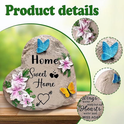 Sweet Home-Resin Stepping Stone,Outdoor Garden Pathway Decoration,Heart Shaped Decorative Stone for Garden,Walkway Sculpture Yard Art for Patio,Home Decor