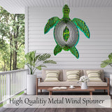 ISEO® Turtle Wind Spinner for Yard and Garden, Hanging Outdoor Decor, Yard Art, Porch and Patio Decorations, Metal Wind Spinners Outdoor, Weather Resistant, 12”