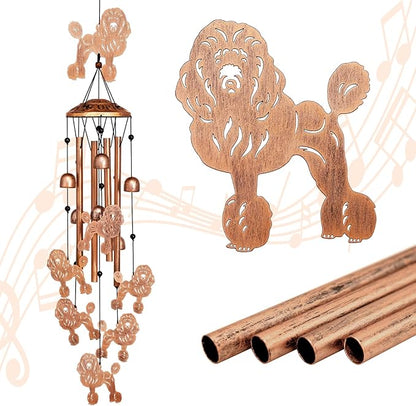 GDNSFIT Poodle Wind Chimes for Outside, Metal Windchimes Outdoors, Poodle Gifts for Women/Men, Memorial/Birthday Gifts, Garden Decor for Outside, Patio or Yard, Durable Chimes for Outdoors