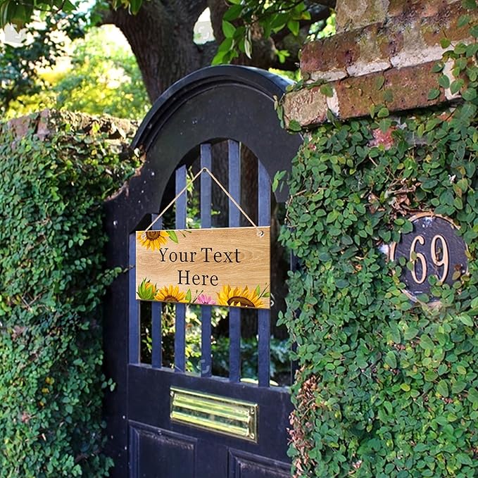 EDSG Personalized Signs Wooden Welcome Sign Custom Door Sign Personalized Plaque Yard Signs Garden Signs for Outside Hanging Wall Sign Home Decor(Design 2)
