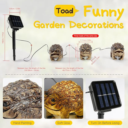HUYIENO Solar Garden Statue Outdoor Decor Toad Ornament Waterproof Solar Powered LED Lights Frog Garden Decor for Yard, Patio, Lawn Gift for Mom, Women, Housewarming