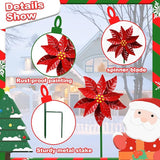 Metal Flower Wind Spinner Garden Lawn Stakes Yard Art, 27 Inch Poinsettia Windmill Iron Handicraft Lawn Decorations, 5 Pieces Christmas Star Stake, Metal Yard Art Outdoor Mother's Day Decoration Gift