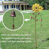HLQMFHT Sunflower Garden Stake with Bells, Decorative Garden Stakes for Garden Yard Patio Decor