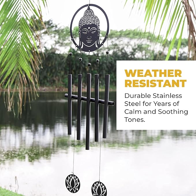 VP Home 28-inch Eternal Zen Buddha Wind Chimes for Outside Unique Zen Buddha Windchimes Outdoor Decorations Garden Decor Buddha Gift for Women, Mom, Grandma, Unisex