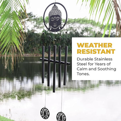 VP Home 28-inch Eternal Zen Buddha Wind Chimes for Outside Unique Zen Buddha Windchimes Outdoor Decorations Garden Decor Buddha Gift for Women, Mom, Grandma, Unisex