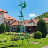 Tangkula 8.3FT Windmill Yard Garden Metal Ornamental Wind Mill Weather Vane Weather Resistant (Green)