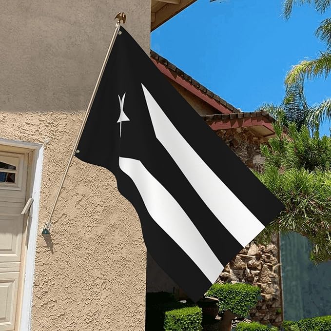 Black Puerto Rico Flag 3x5 Foot Puerto Rican National Flags with 2 Grommets for Indoor Outdoor Yard House Garden Décor