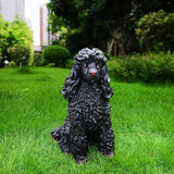 Poodle Garden Statue with Solar Lantern, Realistic Dog Sculpture, Birthday Gift for Women Mom Grandma, Housewarming Gift for New Home, Outdoor Resin Puppy Decor,Black