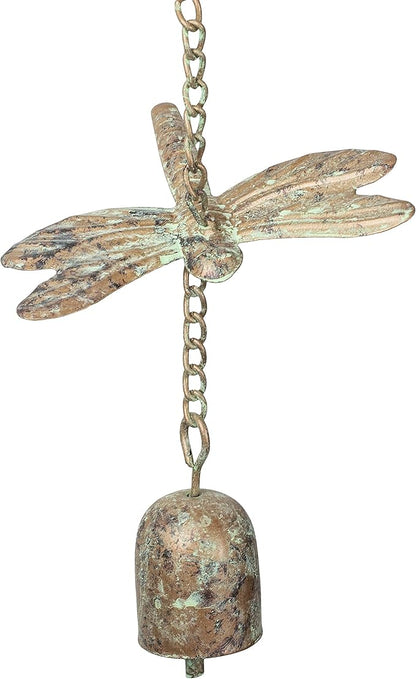 Napco Dragonfly Leaf Green 34 x 14 inch Metal Decorative Garden Bell Wind Chimes