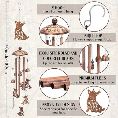 Corgi Gifts Wind Chimes - Dog Decor Outdoor Windchimes Garden Lawn Patio Yard Indoor Home Decorations Butterfly Flower Memorial Sympathy Christmas Birthday Gift for Women Men Mother Wife
