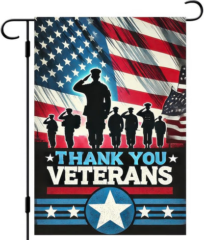 BlissYard Thank You Veterans Garden Flag Decorative Yard Banner Seasonal Flag for Outdoor Outside Decor Party Decoration American Patriotic Yard Memorial Day Independence Day Farmhouse Decorations