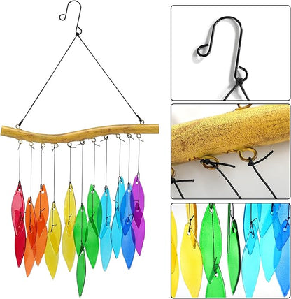 Colorful Glass Wind Chimes, 20 inches, Garden Decor for Patio and Home (Style 2)