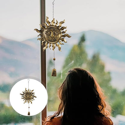 Gadpiparty Metal Wind Chime Outdoor Patio Bell Pendant Retro Iron Wind Chime Garden Hanging Decor with Blessing Design
