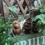 Rust Iron Hedgehog Garden Statue, 3.9 Inch High Cute Animal Garden Figurines for Patio Yard Lawn Outdoor Decor(Rust, White Color) (Rust-Flower)