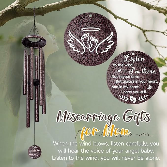 Miscarriage Gifts for Mothers, 25'' Loss of baby Sympathy Wind Chimes,infant loss memorial gifts,Bereavement,Condolence,Remembrance Gift,Miscarriage Keepsake for Mom,Windchimes in Memory of angel baby