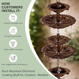 Fountain Rain Chain for Gutters – Large & Small Cup Designed Rain Chains, Customizable DIY Layout, Rust-Resistant Coated Metal Downspout Alternative for Garden, Patio & Outdoor Décor (8.5 FT)