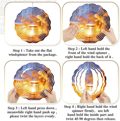 Weysat 6 Pack Sublimation Wind Spinner Blanks 3D Aluminum Wind Spinners Hanging Spinners DIY Crafts Ornaments for Indoor Outdoor Garden Yard Window Porch Front Door Decoration (8 Inch)