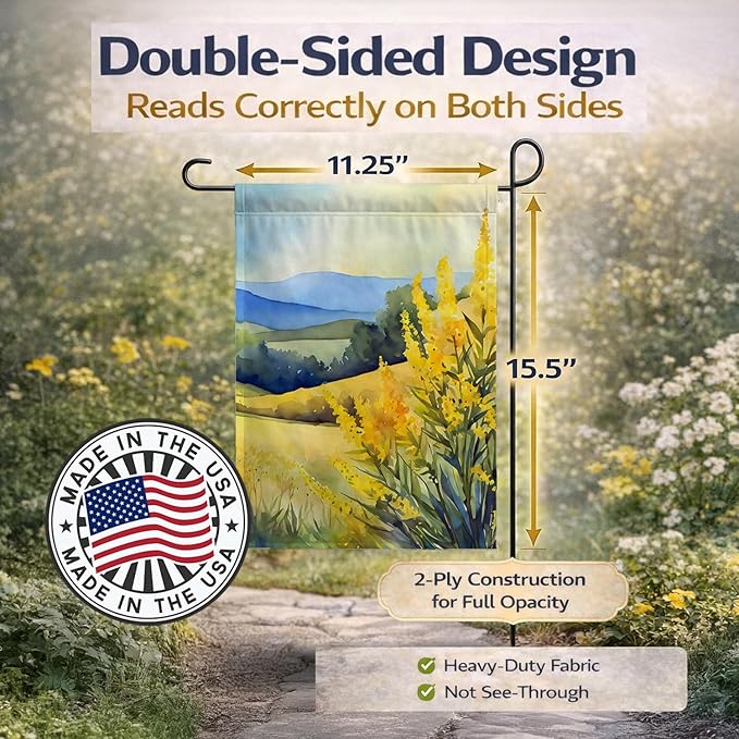 Caroline's Treasures Kentucky Goldenrod in Watercolor Garden Flag Mailbox Flag Decorative Yard Flag Banner Outside Patio Artwork Yard Flower Beds, Garden Size, Multicolor