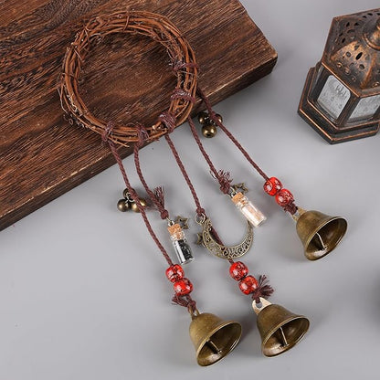 Witch Bells for Door Knob for Protection Hanging Bell Wind Chimes Handmade Decorative Bell for Boho Home Room Witchy Decor （Retro one）