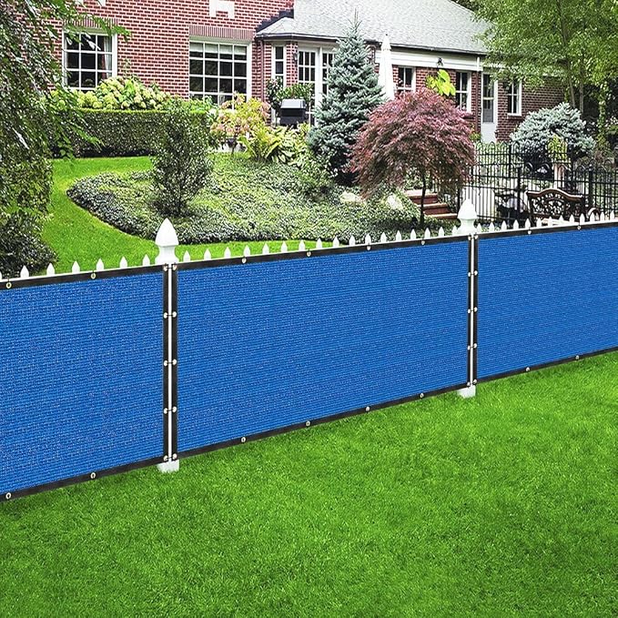 Houssity Blue 3' x 64' Balcony Deck Fence Privacy Screen Cover Panel Shade Cloth Fabric for Chain Link Fence Patio Pool Railing Driveway Walkway Porch Playground Dog Kennel Residence Commercial Use